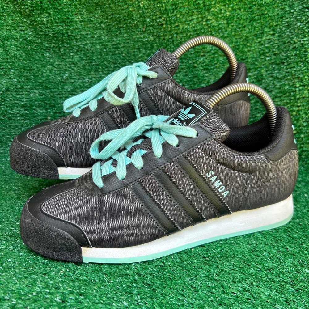 Adidas Samoa Black Mint Green Textile Sneakers Q16189 Womens Size 7